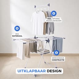 Wasrek Inklapbaar – Staand Droogrek – 35 Meter Drooglengte – Extra Groot – Zwart/Grijs – Ruimtebesparend — thumbnail 2