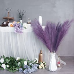 30 stuks kunstmatig pampasgras lila (55 cm) – Flauwe droogbloemen decoratie voor vaas – Boho kunstbloemen & kunstplanten voor woonkamer, tafeldecoratie & bruiloft (klein, pluisvrij) — thumbnail 4
