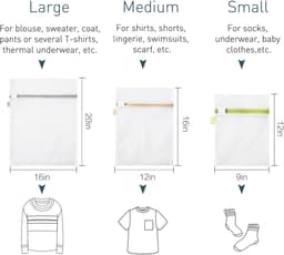 Herbruikbare en Duurzame Mesh Waszakken voor Delicate Kleding, Ondergoed en Babykleding - 5 Verschillende Maten voor Optimaal Bescherming en Wasgemak — thumbnail 2