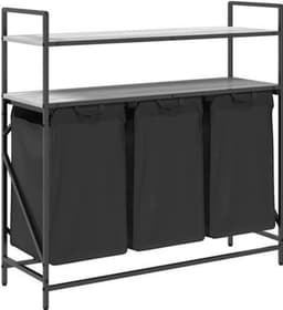Wasmand – Wasbak – Wasrek – Wasopvang – Wascontainer – 3 Compartimenten – Stalen Frame Met Houten Planken — thumbnail 4