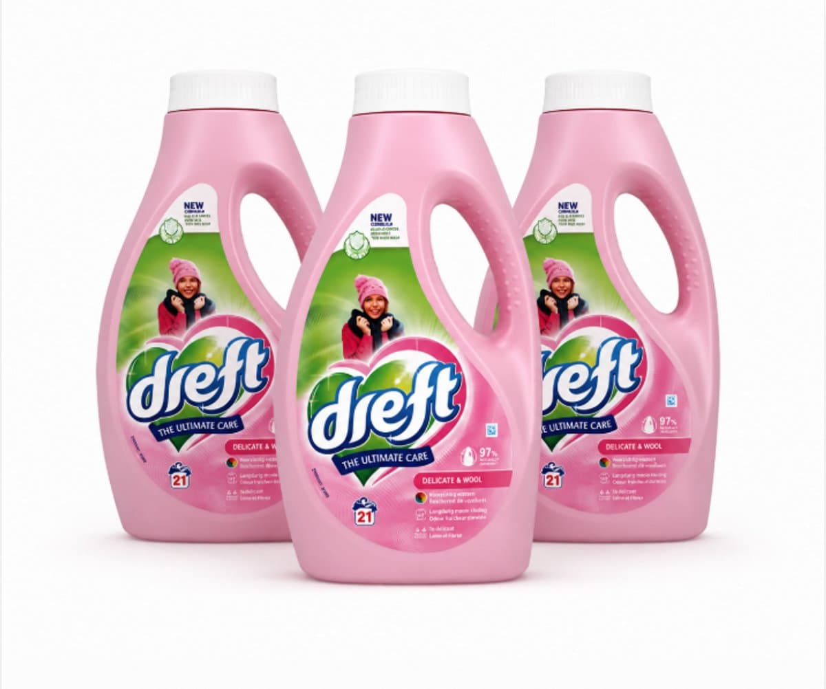 Dreft The Ultimate Care Delicate & Wool Wasmiddel – Fijne Was & Wol – 3 x 21 Wasbeurten — afbeelding 1
