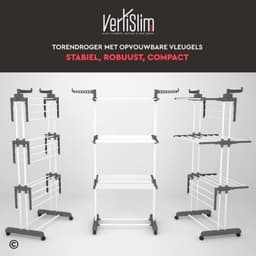 Opvouwbaar droogrek - Inklapbare droogtoren - Wasgoed drogen - 4 verticale niveaus - 173cm hoog - Grijs — thumbnail 2