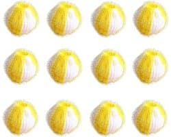 12 stuks anti-haarballen voor de wasmachine, geel en wit, haarvanger, wasmachine, herbruikbaar, wasbal, anti-haren