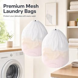 2 stuks waszakken wasmachine 50 x 60 cm groot wasnet set met trekkoord, waszak voor grote kleding, beddengoed - ShopVlot — thumbnail 3