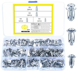 60 stuks holle holle metalen ankers, M4 M5 M6 holle holle holle pluggen set, Jack Nuts Petal Nuts, holle wandpluggen, spreidpluggen, metalen holle wandanker, zware belasting voor dunne muren, holle — thumbnail 1