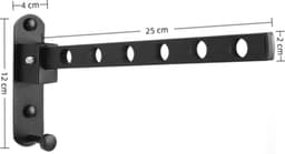 1 Stuk – Opvouwbare wandkledinghanger – Wanddroogrek – Inklapbare hanger – Ruimtebesparende hanger – Zwart – 6 gaten – 25 cm – Geschikt voor binnen en buiten – Ideaal voor badkamers, slaapkamers, hotels en balkons — thumbnail 2