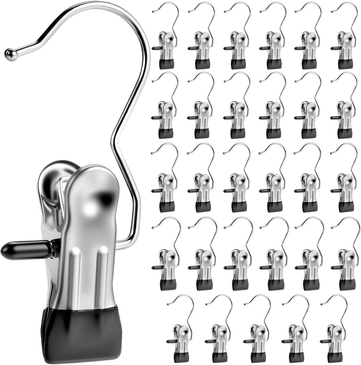 30 Pack Zware Wasknijpers - Kledinghaken voor Kast - Multifunctionele Hangklemmen voor Broek, Handschoenen, Sokken, Handdoeken en Reistassen — afbeelding 1