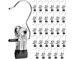 30 Pack Zware Wasknijpers - Kledinghaken voor Kast - Multifunctionele Hangklemmen voor Broek, Handschoenen, Sokken, Handdoeken en Reistassen