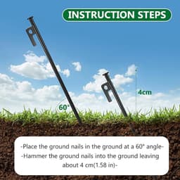 6 Stuks Tentharingen 30 cm Metalen Staal - Sterke Haringen met Haken voor Camping, Grondankers, Outdoor — thumbnail 3
