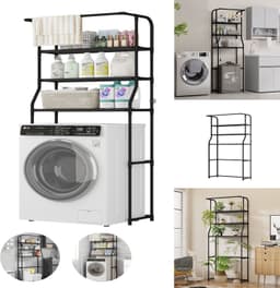 Opbergrek Met 3 Niveaus Voor Boven De Wasmachine, Opbergplank Voor De Wasdroger In De Wasruimte, Meerlaags Metaal. — thumbnail 1