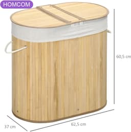Wasmand - 100 liter - Afneembare wasbank - 62,5 x 37 x 60,5 cm - Naturel en wit — thumbnail 2