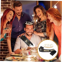 1set Kronen Set Voor Mannen Verstelbare Verjaardagskroon Met Sjaal Gouden Crown Voor Feestelijke Decoraties Optredens Lichtgewicht Duurzaam Voor Verschillende Gelegenheden — thumbnail 1