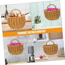 1set Handgeweven Wandopbergmanden Voor Groenten Fruit Decoratieve Opbergoplossing Voor Uien Knoflook Aardappelen Voor Keuken Interieurdecoratie — thumbnail 3