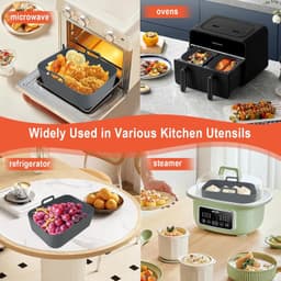 10xSet heteluchtfriteuse accessoires, airfryer accessoires, 150 praktische papieren inlegstukken, accessoires voor elektrische keukenapparatuur, 2 stuks siliconenvormen voor heteluchtfriteuse, grijs — thumbnail 5
