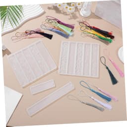 1set Siliconen Boekmarker Mallen Met Decoratieve Kwastjes Flexibele Epoxy Mallen Voor Bookmark Creaties Inclusief Vooraf Geïnstalleerde Voor Eenvoudig Gebruik — thumbnail 3