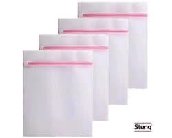 Stunq® Fijne Mesh Waszakken Set van 4 – Roze Rits – Delicate Waszakken voor Lingerie en Fijn Wasgoed