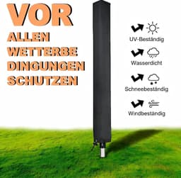 Droogmolen Hoes - Beschermhoes - Waterdichte beschermhoes voor draaibare waslijn -Droogmolenhoes - Beschermhoes - Heavy Duty Roterende Waslijn Afdekking met Rits - gemaakt van 210D Oxford-stof - UV-bestendig -Bestendig Stofdicht - 165x16x16 cm -Zwart — thumbnail 4