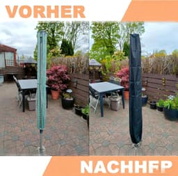 Droogmolen Hoes - Beschermhoes - Waterdichte beschermhoes voor draaibare waslijn -Droogmolenhoes - Beschermhoes - Heavy Duty Roterende Waslijn Afdekking met Rits - gemaakt van 210D Oxford-stof - UV-bestendig -Bestendig Stofdicht - 165x16x16 cm -Zwart — thumbnail 2