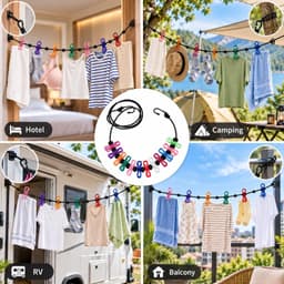 Wasrek voor camping met 12 wasknijpers voor outdoor reizen — thumbnail 4