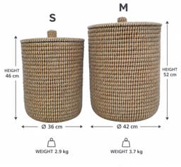 Wasmand met deksel – zeegras – set van 2 – 40 en 65 l – naturel wit — thumbnail 4