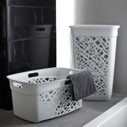Wasmand, 60 l, gemaakt in Frankrijk + scharnierdeksel, wit — thumbnail 4