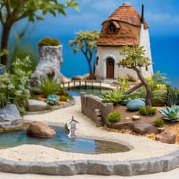 1set Rockery Kit Decoratieve Resin Beeldjes Voor Tuin Interieur Lange Duurzaamheid Voor Visvijvers Landschapsdecoratie Van Inclusief Pagode Lichttoren — thumbnail 5