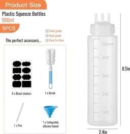 Plastic Knijpflessen - Transparant - 500 ml - 3-Holes Sausdispensers - Voor Ketchup, Olie en Ambachten — thumbnail 2