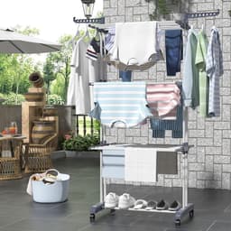 Kavora® Droogrek - Gewichtslimiet 30kg - Wasrek - Wasrek Staand - Zwart en Zilver - 76cm x 50cm x 172cm — thumbnail 2