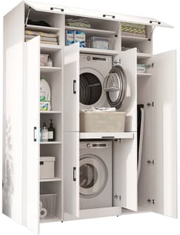 Roomart DORA-I Wasmachine Ombouwkast 160x186 cm - voor 2 Apparaten, 2 Hoge Kasten - Wit — thumbnail 4
