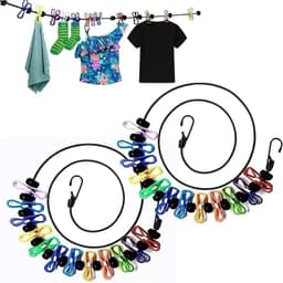 Waslijn 2 Stuks - Outdoor Kledinglijn - Buiten Kleding Drogen - Winddicht Antislip - 180 cm - Blauw — thumbnail 5