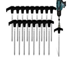 Grondanker - Zilver & Zwart - 20 cm - Gegalvaniseerd Staal - Set van 20 Schroefpennen voor Buiten Gebruik