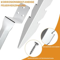 Grondanker - Verzinkt Staal - 38 x 5 x 4 cm - Inslaghuls Set van 4 - Voor Houten Palen — thumbnail 3