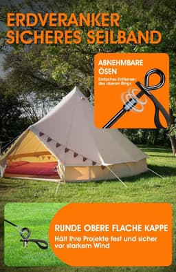 Grondanker - Set van 4 - Heavy Duty Grondankers met Riemen - Voor Het Vastzetten van Trampolines, Tenten en Overkappingen — thumbnail 2
