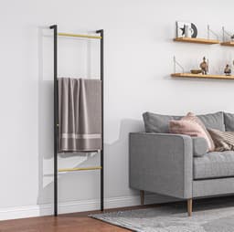 COVREO Droogrek 49 x 167,5 cm zwart staal, handdoekladder met 4 stangen — thumbnail 1