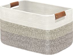 opvouwbare wasmand, wasmand voor deken, speelgoed, handdoeken, geweven manden voor opslag, kinderkamer, huisdecoratie, woonkamer, 55 x 38 x 30 cm, kleurverloop bruin — thumbnail 1