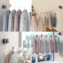 Uitbreidbare Waslijn - 5.1m Inklapbare Waslijn - Verstelbare Waslijn - Voor Binnen & Buiten Montagemogelijkheden - Droog Kleding Hangend — thumbnail 4