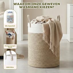 Omgoods - Wasmand van Touw - 58L, Bruin en Wit, Met Handvatten — thumbnail 4