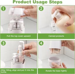 4-in-1 reisdispenserfles, reisset, vloeistofreservoirset, navulbaar, lekvrij, wit, herbruikbaar en navulbaar, draagbaar, voor shampoo, lotion en douchegel in reisformaat — thumbnail 5
