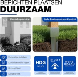 SnelShoppen - Posthouders met Spikes 71x71x750mm voor Tuin, Privacy Schermen en Hekken, Verzinkt Staal voor Stabiele Bevestiging — thumbnail 2