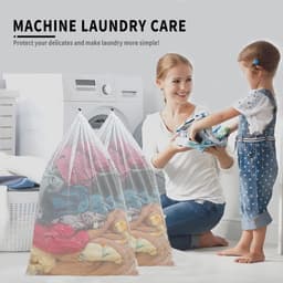SnelShoppen - Netwaszakken 60x90cm, 2 Stuks Mesh Waszakken voor Ondergoed, Sokken, Babykleding, Duurzame Wasmachine Tas, Herbruikbare, Fijne Trekkoord — thumbnail 2