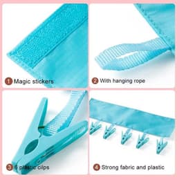 Wasknijpers voor reizen en drogen van kleding - Set van 2 stuks, draagbaar en handig voor vliegreizen - Ophangen aan waslijn met 6 clips — thumbnail 4