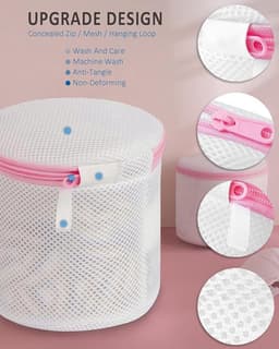 3 stuks - Bh Waszakken - Lingerie waszak voor dames - Wasbeschermer voor bh's in de wasmachine - Waszak van mesh - Waszak - Vormvast - Herbruikbaar - Met ritssluiting - Kledingbescherming - Geschikt voor bh's, ondergoed en sokken - Roze — thumbnail 3