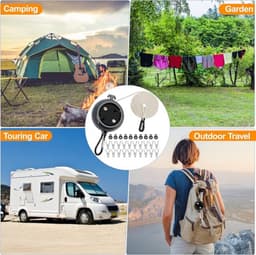 Uitrekbare 10 meter draagbare camping-waslijn - antislip, uitrekbaar waslijnkoord voor buitengebruik tijdens reizen en vakantie - geschikt voor badkamer, voorraadkast en tuin of balkon — thumbnail 1