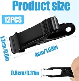 - Metalen Klemmen - Mini-Krokodillenklemmen - Antislip - 1,27 cm breed - Veerklemmen - Knutselwerk - Gordijnen - Kleding - Geschikt voor Diverse Doeleinden - Zilverkleurig Set van 12 Stuks — thumbnail 2