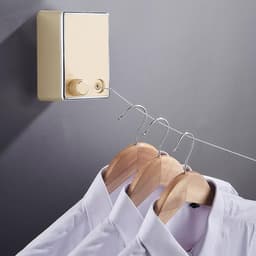 Uittrekbare Waslijn - Droogkoord Badkamer - Kleding Drogen - Robuust Roestvrij Staal - 4.2 Meter - Goud — thumbnail 2