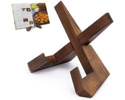 1 stuk - Recepten rek - Platen rek - Platen rek - Boekenrek - Noten rek - Keuken tafel Recepten rek - Platen haak - Stand - Ondersteuning rek - Bruin hout