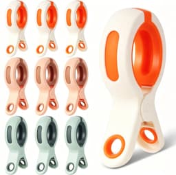 Grote handdoekclips (10 stuks) - Windbestendige strandhanddoekclips - Voor het vastmaken van handdoeken aan strandstoelen - Stevig en duurzaam - Veelzijdig, ook geschikt voor badkamers en wasruimtes - Oranje + Roze + Groen — thumbnail 1