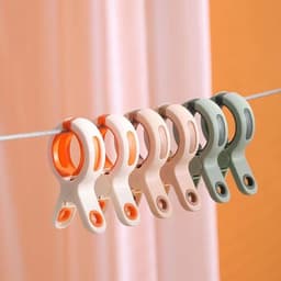 Grote handdoekclips (10 stuks) - Windbestendige strandhanddoekclips - Voor het vastmaken van handdoeken aan strandstoelen - Stevig en duurzaam - Veelzijdig, ook geschikt voor badkamers en wasruimtes - Oranje + Roze + Groen — thumbnail 2