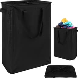 Thijox - Slimme Wasmand met Handgrepen - Opvouwbare Wasverzamelaar - Smal en Hoog - 20 x 40 x 60 cm - 48 Liter Inhoud - Ideaal voor Bijkeuken, Slaapka — thumbnail 1