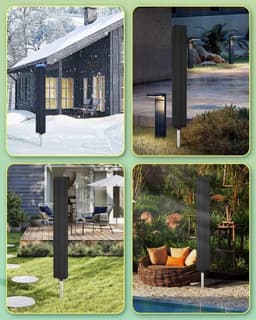 Droogmolenhoes - Beschermhoes - Droogmolen Hoes Universeel - Roterende Waslijn Afdekking Waterdichte Stof - 165x16x16 cm - Heavy Duty Roterende Waslijn Afdekking met Rits - Beschermende Weerbestendige Beschermhoes voor Tuindroger en Droogrek - Zwart — thumbnail 2